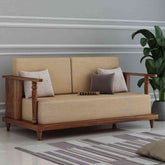 Ajmer Solid Sheesham Wood 2 Seater Sofa (Natural Finish)